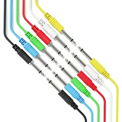 Image of ExcelValley 6A Pack Mono Instrument Guitar Cable Patch Lead TS 6.35mm 1/4&quot; [30cm 12&quot;]
