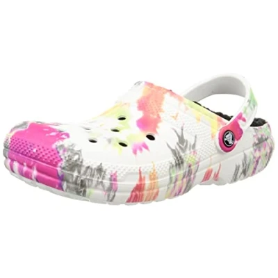 Image of Crocs Unisex Classic Lined Tie dye Clog Clogs, Blotched Dye, 1 UK Men/ 2 Women