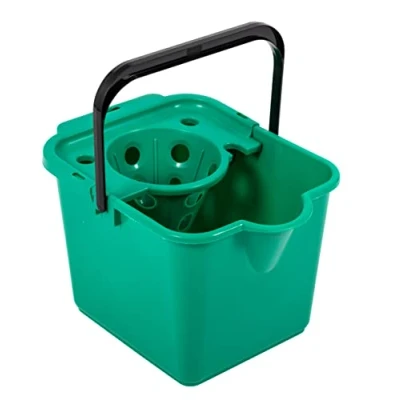 Image of ADDIS 510253 12 Litre Mop Pail and Wringer, Green, 27.5 x 35 24.5 cm