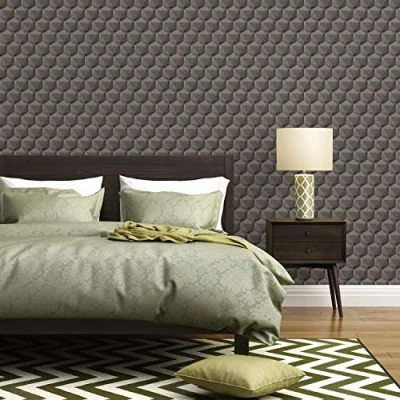 Image of A.S. Création Nara 387482 Non Woven Wallpaper Grey Anthracite Hexagon 10.05 m x 0.53 Made in Germany Black