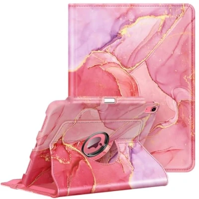 Image of FINTIE Rotating Case Compatible with iPad 10th Generation (2022 Model) 10.9 Inch 360 Degree Swivel Protective Stand Cover Pencil Holder, Auto Wake/Sleep, Marble Pink