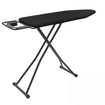 Image of Rainberg 122 x 38cm Folding Ironing Board with Jumbo Iron Rest, Adjustable Height Up To 93cm, Foldable &amp; Collapsible Table (Black)