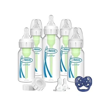 Image of Options Narrow Neck Bottle Gift Set 3 x 250mL, 2 120mL, Teats, Storage caps