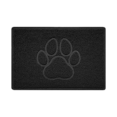 Image of Nicoman PAW Shape Cat Litter Box Mat, Dog Food Feeding Tray Matt, Non Slip, Easy Clean, Washable(60x40cm,Small),BLACK