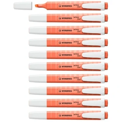 Image of Highlighter STABILO swing cool Pastel Pack of 10 Mellow Coral Red