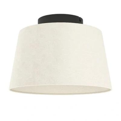 Image of Eglo Ceiling lamp Febres, Light Fitting Made of bouclé Fabric, Living Room Lighting Black Metal and White E27 Socket, Ø 35 cm