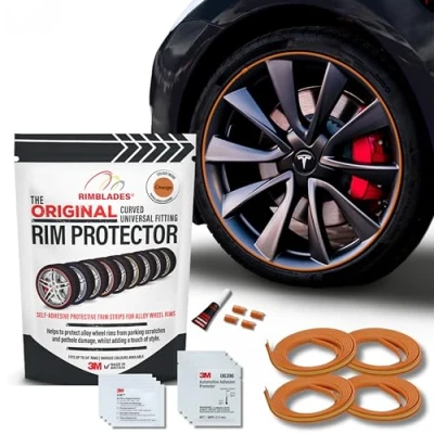 Image of Rimblades Original (Orange) Alloy Wheel Protectors (Set of 4) Fits 12 24 Inch Rim Protection