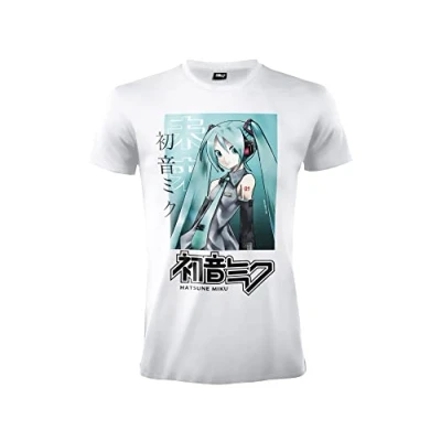 Image of Difuzed Hatsune Miku T shirt. Anime Waifu Official. White jersey. Unisex. Adult Boy., White, XS