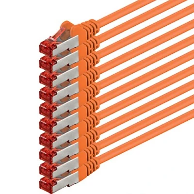Image of 1aTTack.de 3 meter Cat6 Ethernet Cable Lan Patch Cat 6 Cables Internet Rj45 Plug 1Gbit/s SFTP PIMF orange 10 pieces