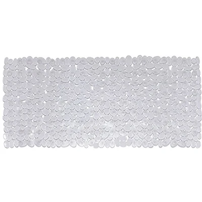 Image of Bathsafe Extra Long Non Slip Pebbles Bath Mats Anti Bacterial Shower Mat Suction Cups Bathtub Mats,Machine Washable Tub Mats,88x40CM,Clear