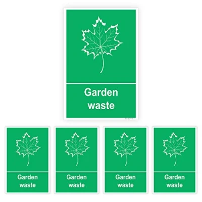 Image of Pack of 5 Garden Waste Self Adhesive Vinyl Stickers 150mmx100mm V1066