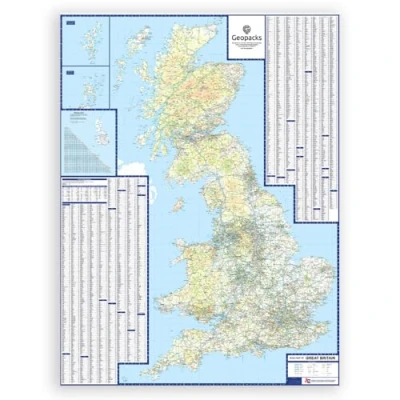 Image of UK Roads Wall Map Laminated Large Size: 120 x 174 cm Clearly Shows Motorways, A Roads, B Minor Postcode Areas, London Inset With M25