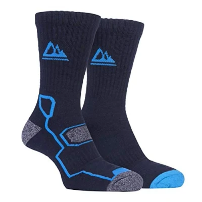 Image of Storm Bloc 2 Pack Mens Super Soft Breathable Bamboo Trekking Hiking Socks for Boots (6 11, Navy Blue)