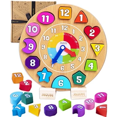 Image of Jaques of London Montessori Toys for 1 Year Old Wooden Toy Teaching Clock Learning Kids Educational 2 Olds