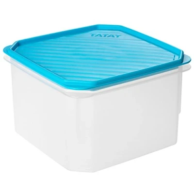 Image of TATAY Food Storage, Airtight, 2.9 L of Capacity, Flexible Pressure Lid, BPA free, Suitable Microwave and Dishwasher, Blue. Measures: 18,5 x 12,2 cm