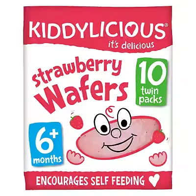 Image of Kiddylicious Wafers, Strawberry, Baby Snack, 6months+, Multipack, 10x4g