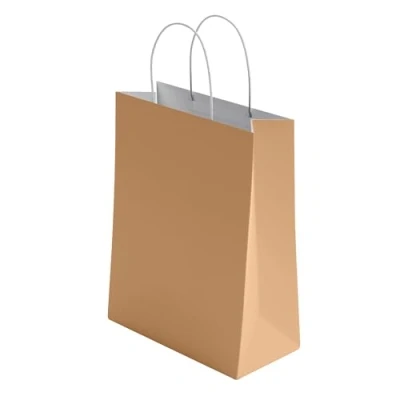 Image of 10 Pcs Small Brown Paper Party Bags With Handles Colourful Gift for Kids Parties Weddings Birthdays Baby Showers Xmas and Sweets 18x22x8cm Kraft