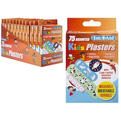 Image of Bargain Gateway Childrens Kids Assorted Size &amp; Designs Plasters Pack of 75