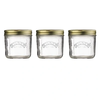 Image of Kilner Set Of 3 Wide Mouth Preserve Jars 0.2 Litres