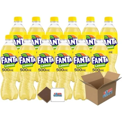 Image of Fanta Selection 12x500ml Lemon Bottles, Convenient Bulk For School, Business Or Parties Boxed Treatz