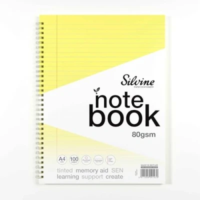 Image of Silvine A4 Yellow Paper Dyslexia Notebook Lined with Margin (100 Pages)