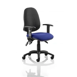 Image of Eclipse Plus III Lever Task Operator Chair Black Back Bespoke Seat with Height Adjustable Arms In Stevia Blue