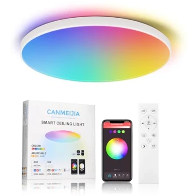 Image of CHENBEN LED Ceiling Light, 24W 12 inch Round Flush Light RGB with Remote Control IP44 Waterproof Bathroom Lights Dimmable 3000 6500K Alexa Colour Changing for Bedroom