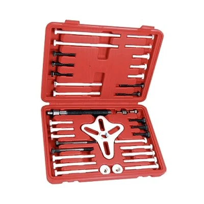 Image of HFS (R) 46 Pcs Harmonic Balancer Puller Gear Puller, Crank Shaft Pulley, Steering Wheel Kit Pulley Yoke Crank, Storage Case