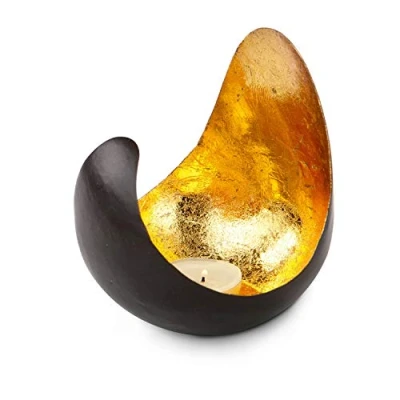 Image of ROMINOX Metal Tealight Holder Satin Lacquered Brown/Gold 12 x 13.7 cm