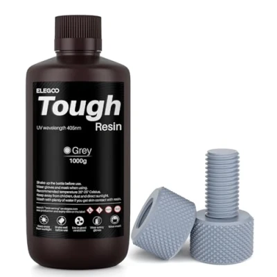 Image of ELEGOO Tough Resin, 3D Printer Resin with High Impact Resistance and Toughness, for MSLA Printers, Grey 1000g