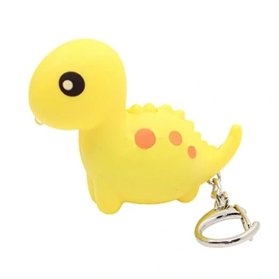Image of ZHOUBA Cartoon Dinosaur Bear Train kawaii LED Light Up Keychain Key Ring with Sound