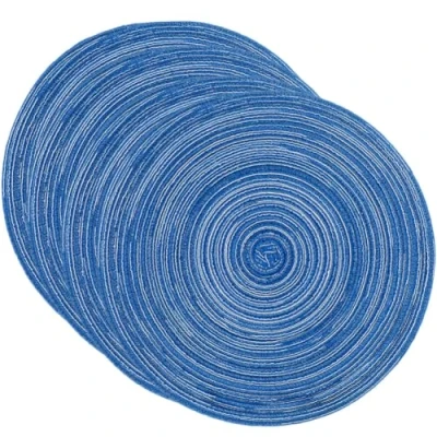 Image of SCF2017 38CM Round Woven Cotton Yarn Placemats Heat Resistant Table Mats Set of 4,Dark blue