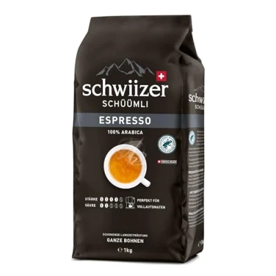 Image of Schwiizer Schüümli Espresso Whole Beans 1kg Intensity 4/5 Premium Arabica Perfect for Fully Automatic Machines UTZ Certified