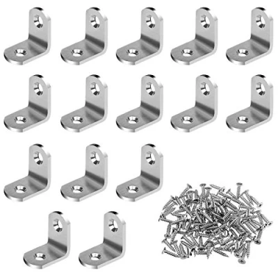 Image of Drado Corner Brackets 10 Pack Braces,Steel Right Angle 30x30x18.5mm Stainless Steel Fastener L Brace Bracket Heavy Duty with 20 Pieces Screws