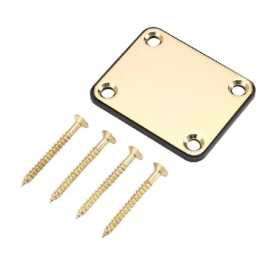 Image of melairo Gold Neck Plate with 4 Screws Replacement Part for Strat Electric Guitar