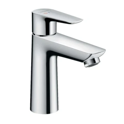 Image of hansgrohe Talis E basin mixer tap 110 with CoolStart energy saving function and pop up waste, chrome 71713000