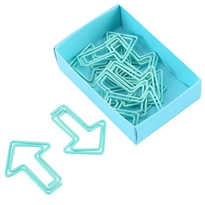 Image of 12pcs Arrowhead Shape Paper Clips, Creative Bookmark Marking Document Organizing Clip Paperclips Office Supplies(Light Blue)