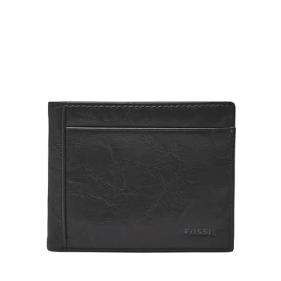 Image of Fossil Men&#039;s Neel Leather Bifold Flip ID Wallet Black One Size