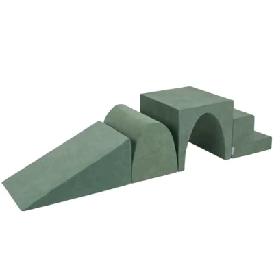 Image of KiddyMoonfoam Playground Set VELVET Wedge L/Hill/Tunnel/Steps PPZV 244, Forest Green,Multi Size