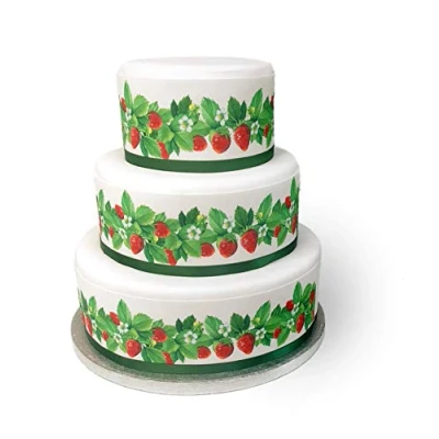 Image of Edible Decor Sheet Strawberry Flower Border Ribbon Perfect for Decorating Your Cakes Easy to Use