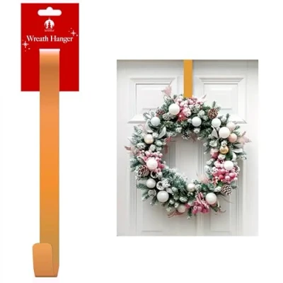 Image of Shop4allsorts Gold Wreath Hanger for Front Door Christmas Hook Metal 38cm Xmas Hanger.