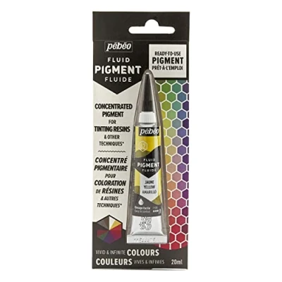 Image of Pebeo Fluid Liquid Pigment Concentrate Resin Mixable Colours Opaque or Transparent Effect Natural Origin Yellow 20 ml,