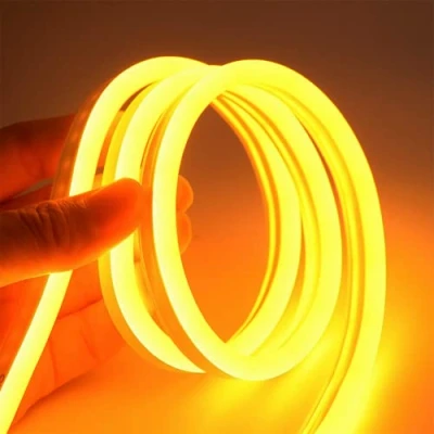 Image of ausuky DC 12V Flexible LED Strip Waterproof Neon Lights Silicone Tube 1/3/5 m Lamp Bar (Yellow,5m)