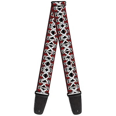 Image of Buckle Down GS W30399 &quot;Corset Lace Up Red Plaid/Black&quot; Guitar Strap