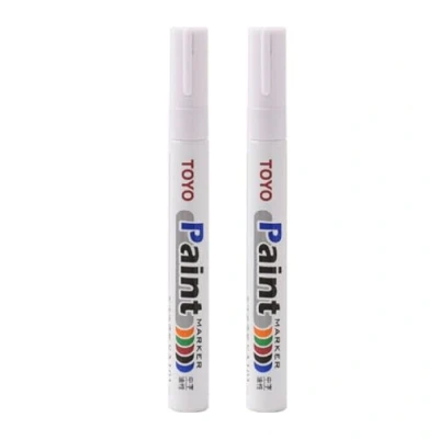 Image of Worparsen 2Pcs Tire Paint Pen Marker Lettering Permanent Waterproof Ink Fill Pens for Car Vehicle Motorcycle Tyre White