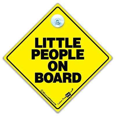 Image of Little People on Board Car Sign, Board, Baby Decal, Bumper Sticker, Novelty Grandchild Signs, Safety