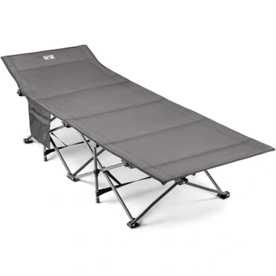 Image of Trail Folding Camping Bed for Adults, Sturdy Heavy Duty Steel, Luxury Duoweave Fabric, Lightweight Guest Sleeping Bed, Fast Easy Set Up, Carry Bag, 110kg Max Weight (L190cm/6.2ft x W67cm H36/48cm)