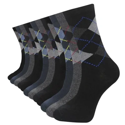 Image of Bonjour Mens Socks (12 pairs) Cotton Rich, Comfortable, Breathable, Designer (Argyle)