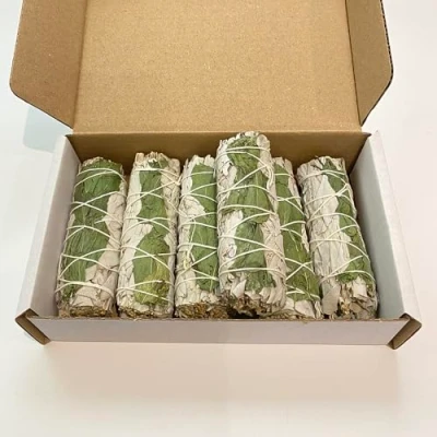Image of Sage Smudge Stick 4&quot; (White and Peppermint, 4&quot;), Pack of 20