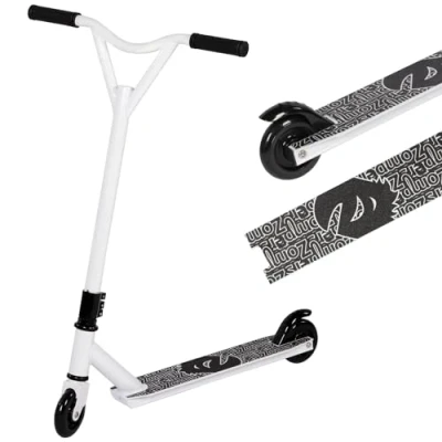 Image of UPGRADED！Pro Stunt Scooter, Street Trick Scooter with 100mm PU Wheels ABEC 9 Bearings, Beginner Level Kick for Kids Teens, Freestyle Ages 6+ (White)